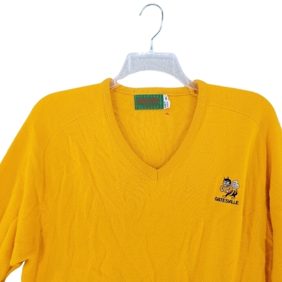 VTG Game Day Sweater Mens XL Solana Designs Dallas Gold Fleece V-Neck USA Made - Picture 2 of 10